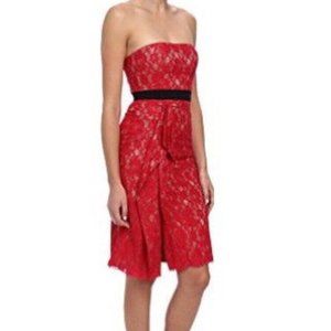 BCBGMAXAZRIA Size 8 Alexandria Red Lace Strapless Dress